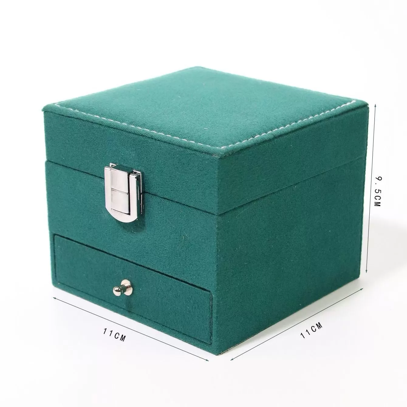 INF High-End smyckeskrin i sammet med transparent display Grön