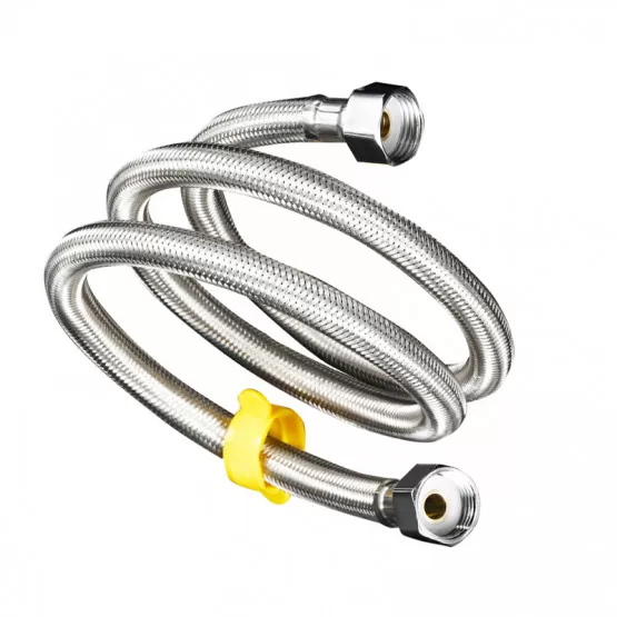 INF Flätad slang i rostfritt stål 304 med elektropläterad stålhatt, 2-pack S