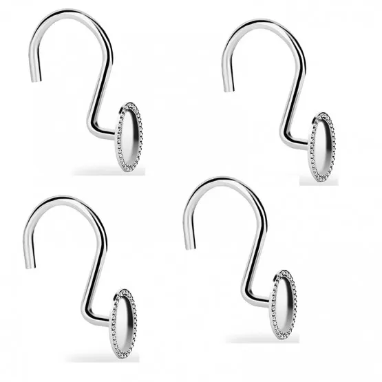 INF Duschdraperikrokar i Zinklegering, 12 pack Silver