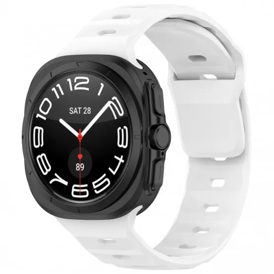 INF Samsung Watch Ultra 47 mm fyrkantigt spänne silikon klockarmband Vit