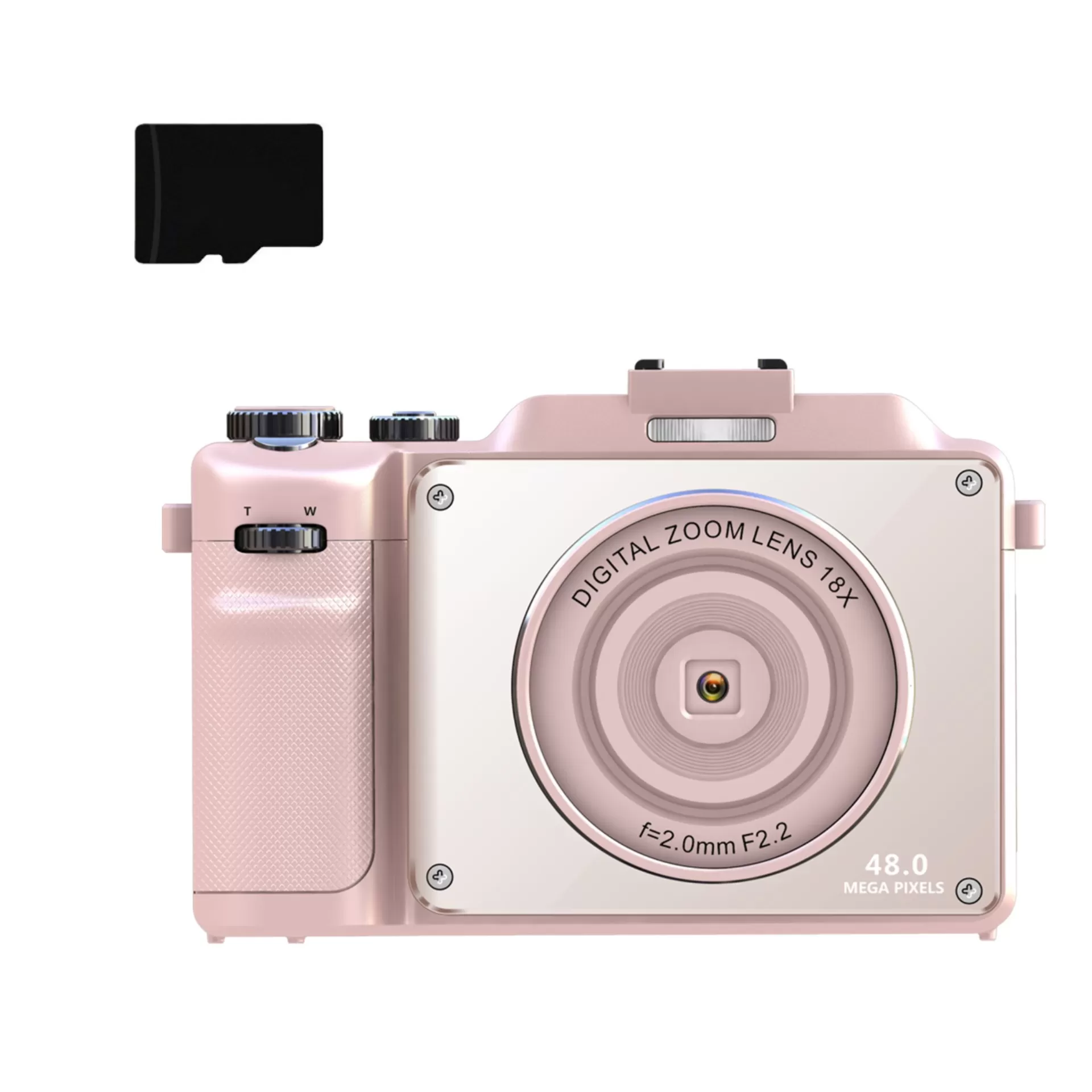 INF Digitalkamera 4K/48MP/18X digital zoom/autofokus/dubbelkamera 32GB minneskort Rosa