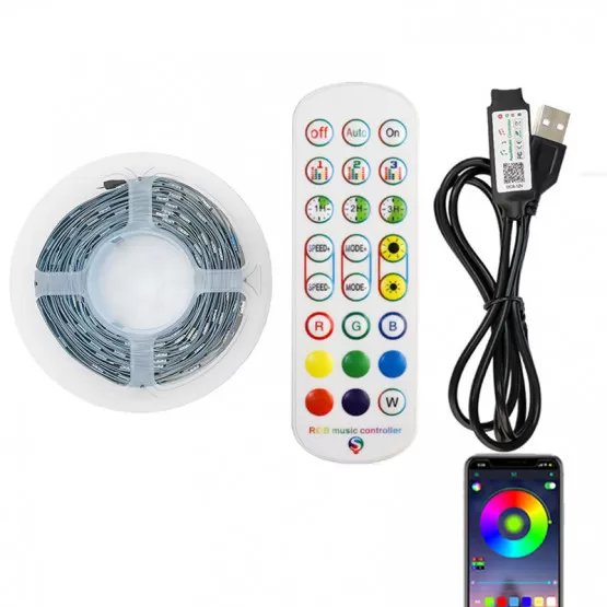 INF 24-nycklars RGB LED-remsa med fjärrkontroll, Bluetooth-appkontroll och musiksynkronisering Size 2