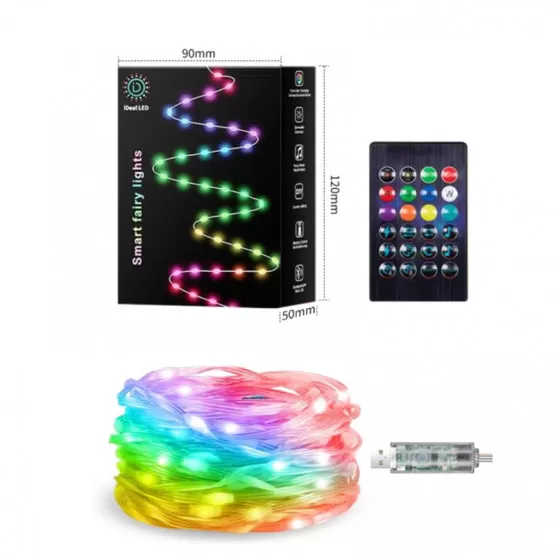 INF LED-slingor med appkontroll och RGB-färgförändring 500x1x1 cm