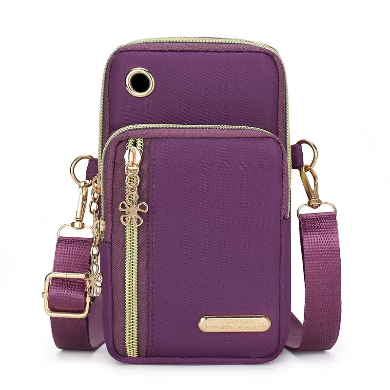 INF Nylon Phone Crossbody-väska, liten axelväska för kvinnor Lila
