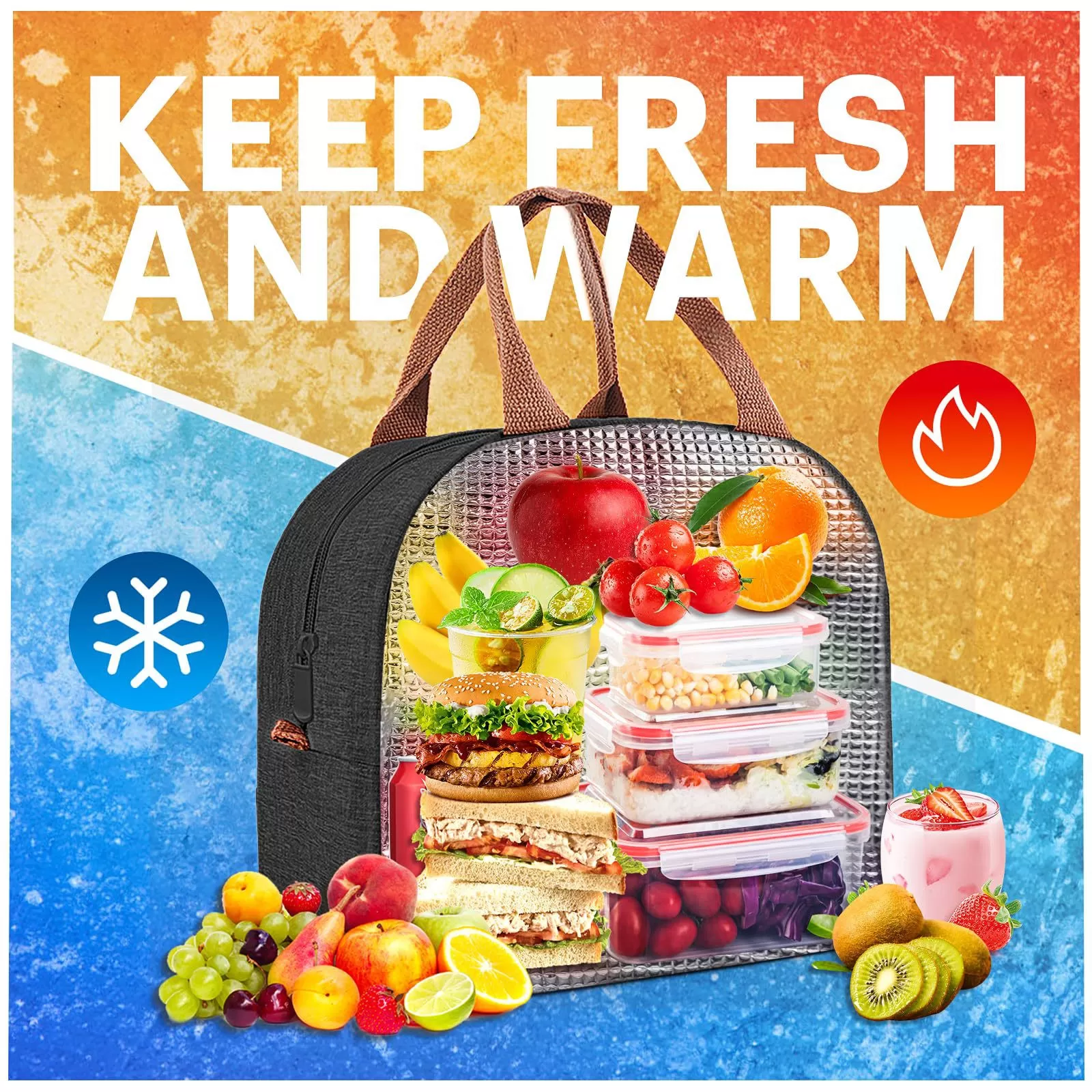 INF Isolerad lunchväska för vuxna, stor kylväska för arbete