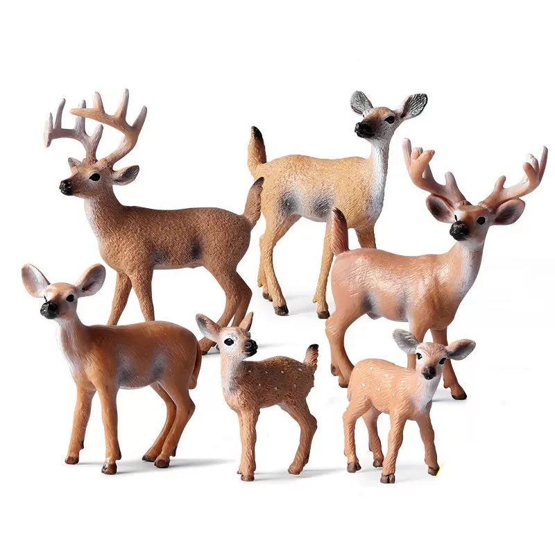 INF Realistiska Skogsdjursfigurer, 6-pack Wild Deer Set