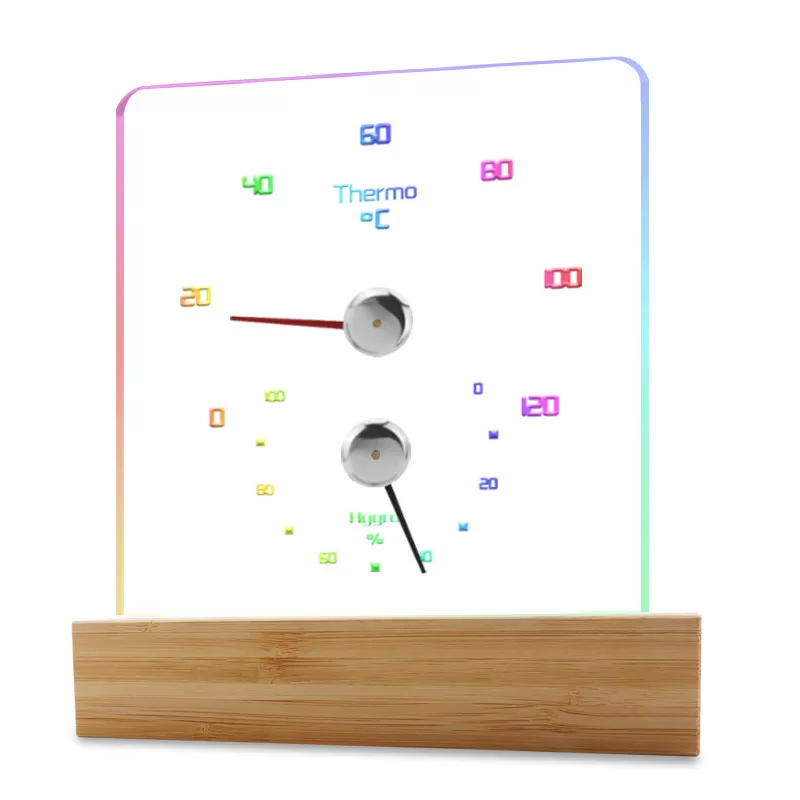INF Bastutermometer Hygrometer med RGB-ljus