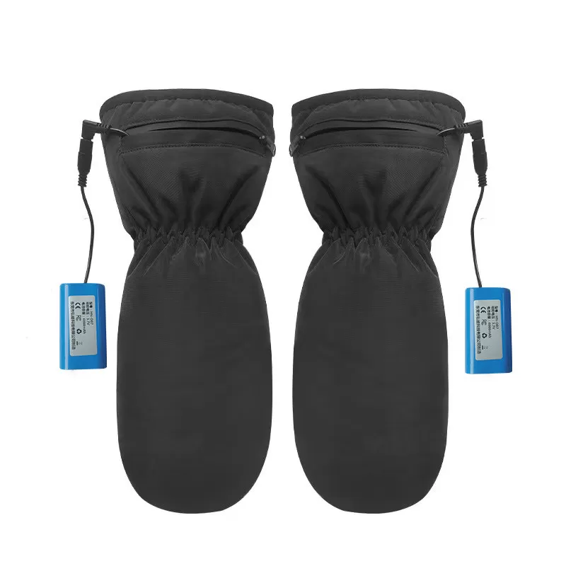 INF Uppvärmda handskar med dragkedja, uppladdningsbart batteri Svart 4 timmars batteritid