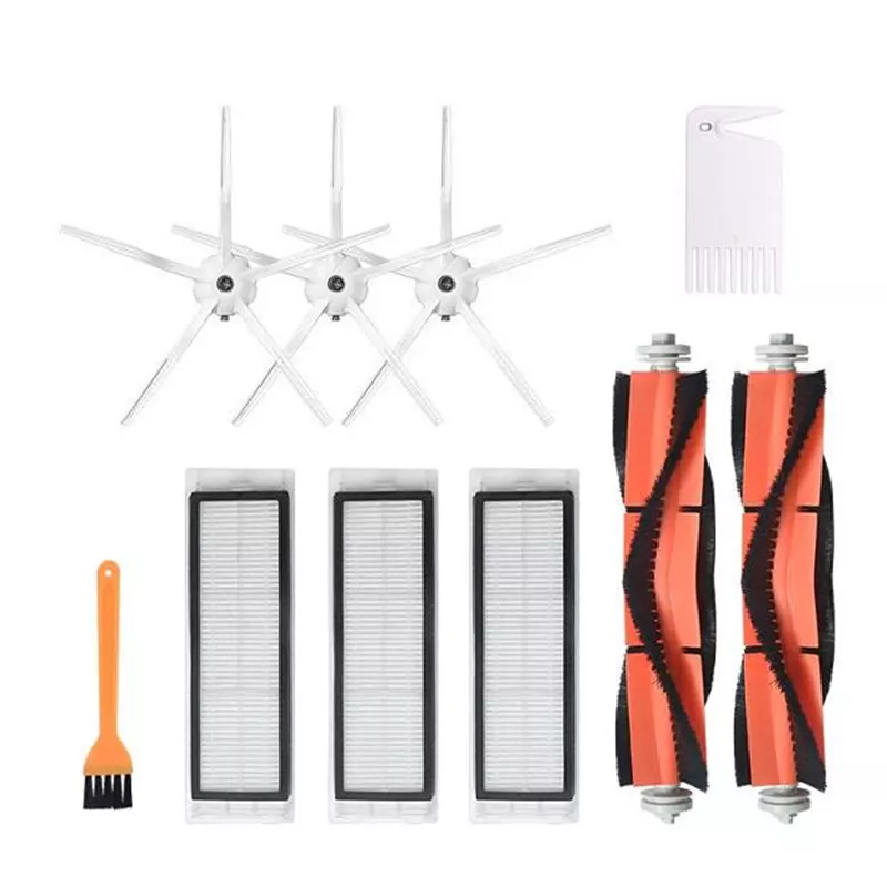INF Reservdelssats för Mi Roborock S6/ S5/ E2/ E35 robotdammsugare 10 delar, 3 × 5-armars sidoborste, 3 × filter, 2 ×