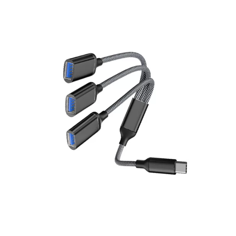 INF Typ-C till 3-portars USB-hubb splitteradapter Svart