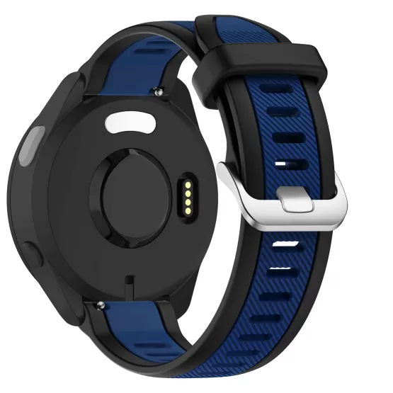 INF 22mm Silikonarmband i Midnattsblått för Garmin 165 & Kompatibelt med Huawei, Samsung, Xiaomi m.fl. 22 mm Blå+svart
