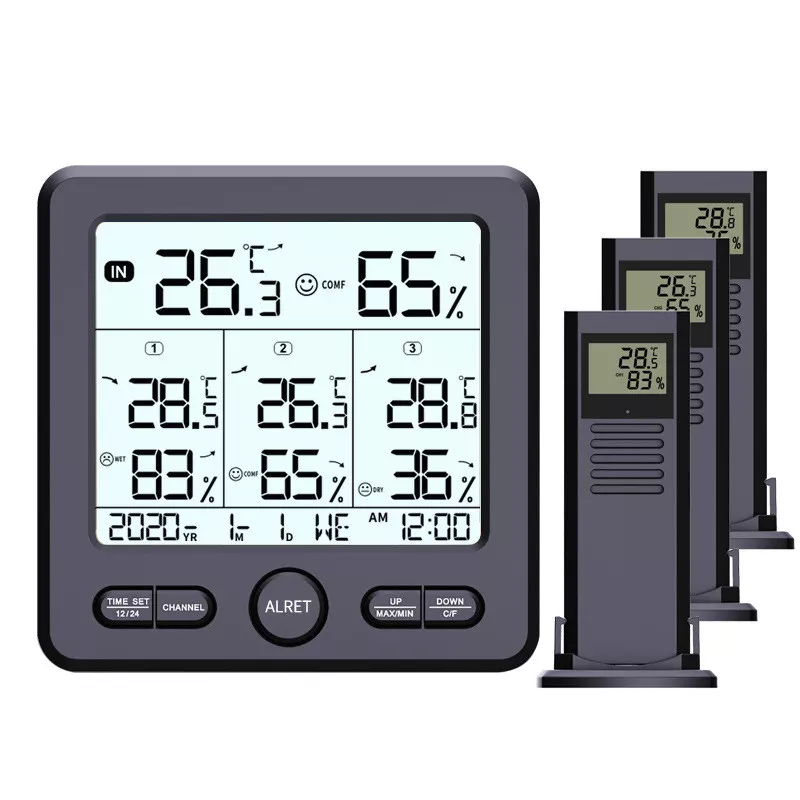 INF Digital termometer / hygrometer med 3 fjärrsensorer