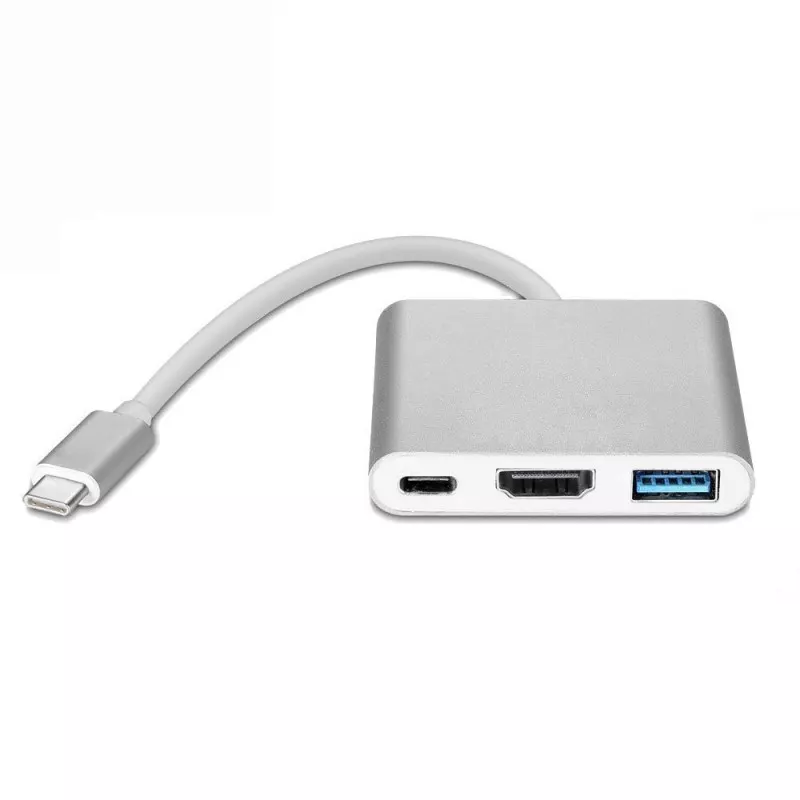 INF USB-C Multiport Adapter till USB, USB-C (USB PD), 4K HDMI kompatibel Silver