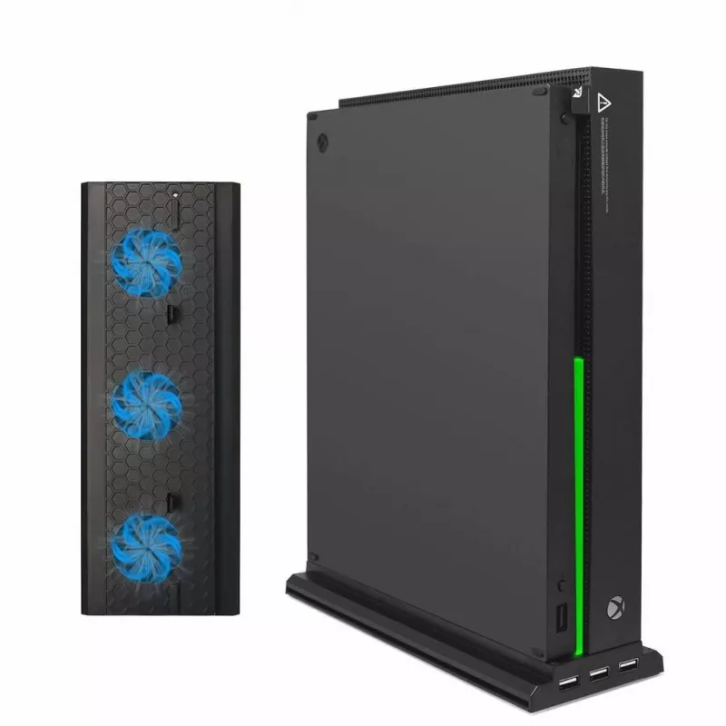 INF Xbox One X stativ med fläkt och 3 USB-portar