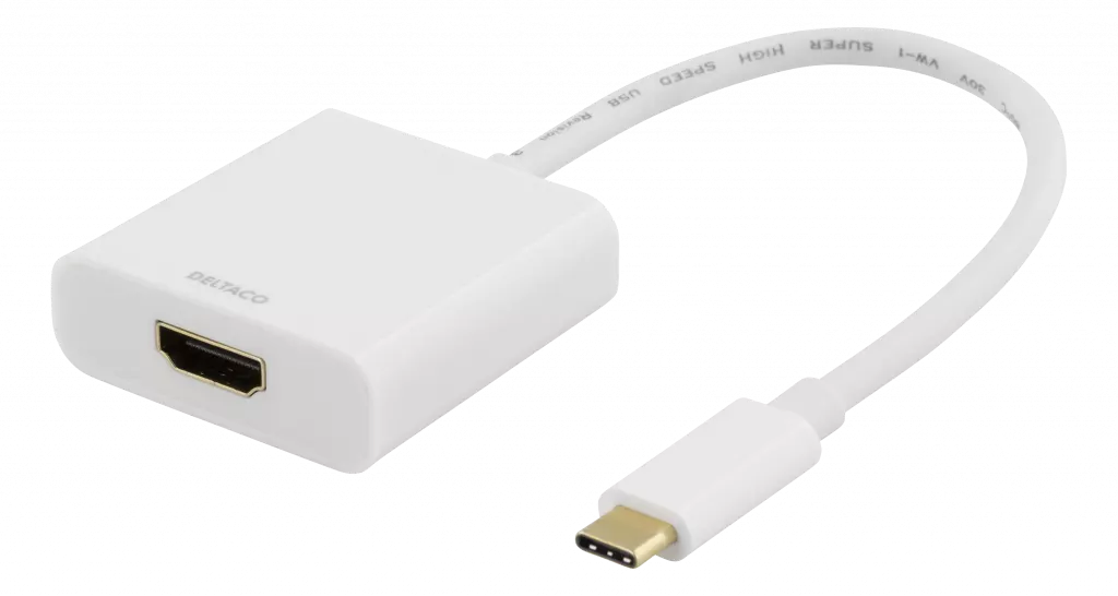 deltaco USB-C to HDMI adapter, 4096x2160 30Hz, white