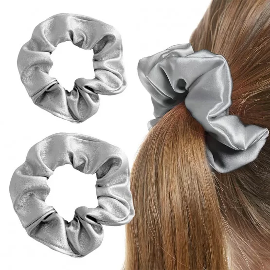 INF Silver Laser Holographic Scrunchie Set (stor och liten)
