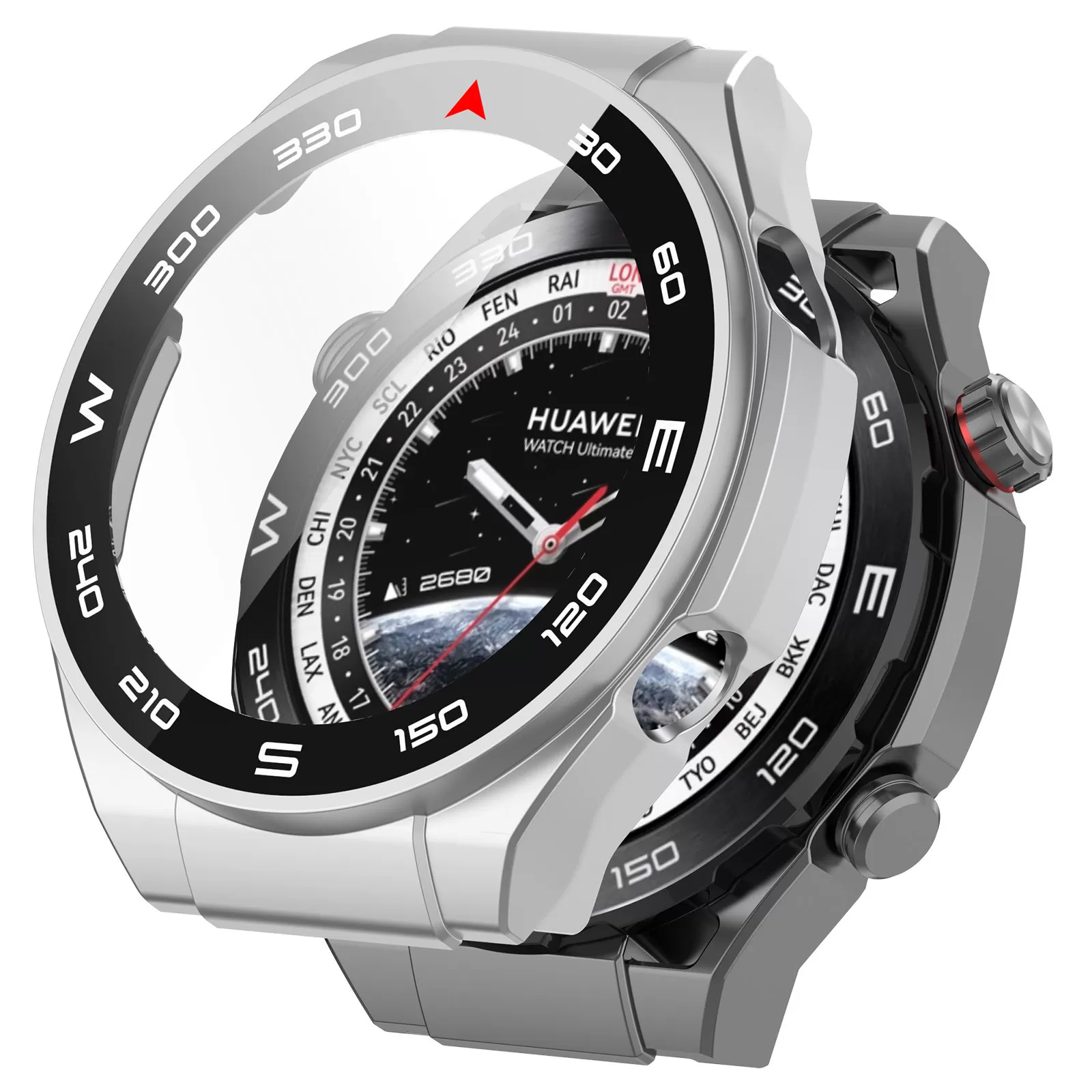 INF Skyddsskal för Huawei Watch Ultimate - Integrerat skal och fodral i silver Silver