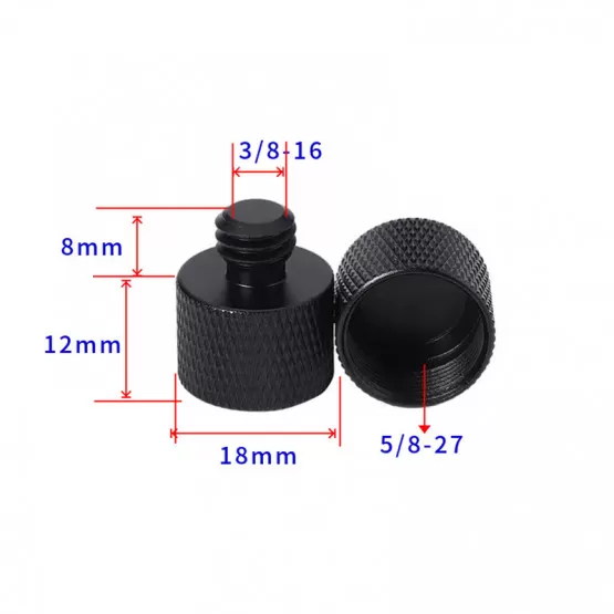 INF Adapter för stativhuvud 3/8 tum invändig gänga till 5/8 tum utvändig gänga (svart) 5-pack 3/8-16