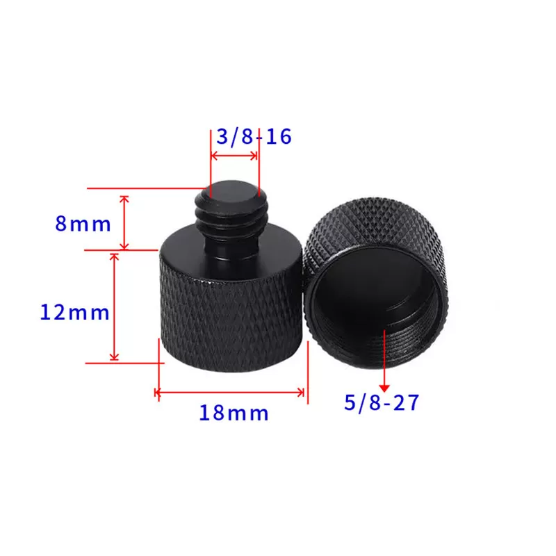 INF Adapter för stativhuvud 3/8 tum invändig gänga till 5/8 tum utvändig gänga (svart) 5-pack 3/8-16
