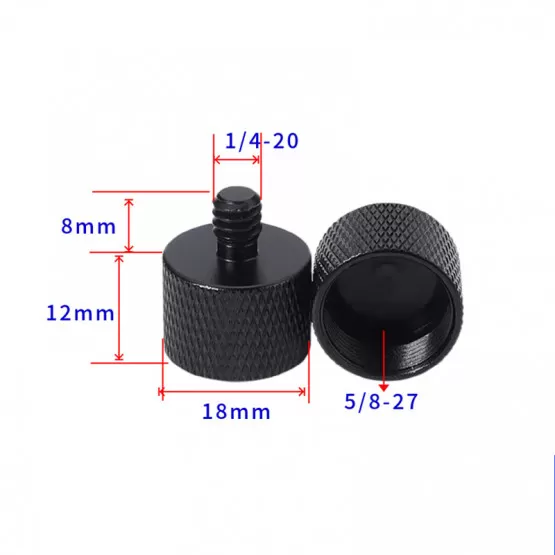 INF Adapter för stativhuvud 3/8 tum invändig gänga till 5/8 tum utvändig gänga (svart) 5-pack 1/4-20