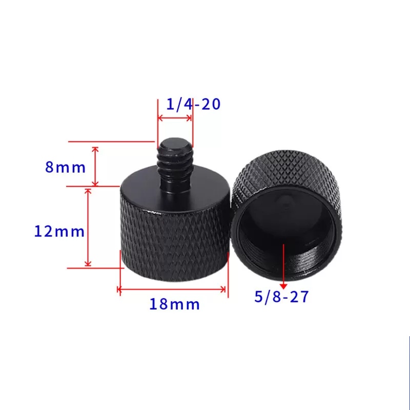 INF Adapter för stativhuvud 3/8 tum invändig gänga till 5/8 tum utvändig gänga (svart) 5-pack 1/4-20