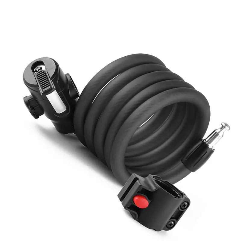 INF Mattsvart silver cykellås med monteringsfäste 120 cm