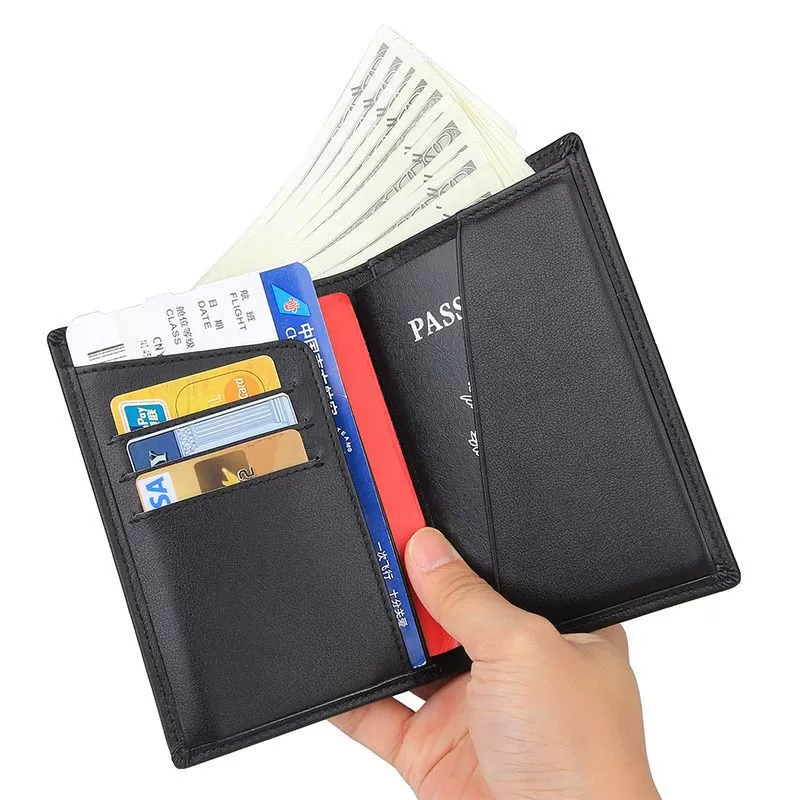 INF Plånbok för RFID-spärrande korthållare i äkta läder Svart