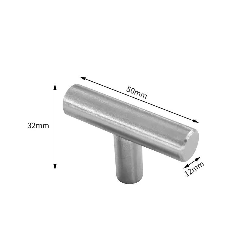 INF Borstad silver T-Bar-handtag (2-pack) - Hårdvara för skåp med ett hål