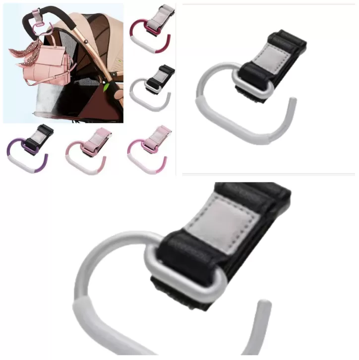 INF 2-pack barnvagnskrokar, justerbara remmar, rymmer upp till 2,5 kg