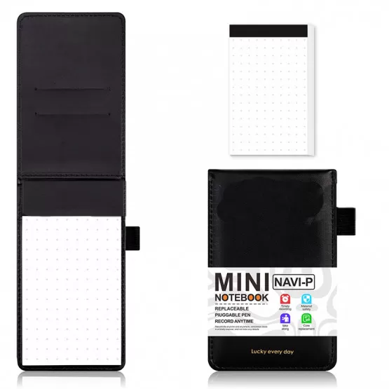 INF Svart anteckningsbok med påfyllningsbart papper (50 ark) Dot matrix refill
