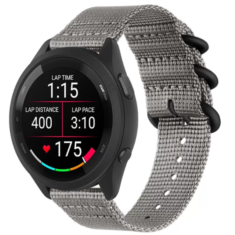 INF Klockarmband i Nylon för Garmin Forerunner 965/955/945/935/255/265 Grå 22 mm