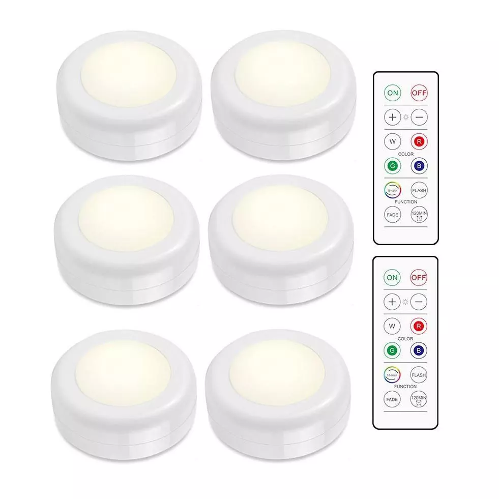 INF LED Spotlights - Set med 6 st ljus och 2 fjärrkontroller