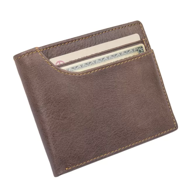 INF RFID-blockerande tunn plånbok för män, Bifold-plånbok i äkta läder