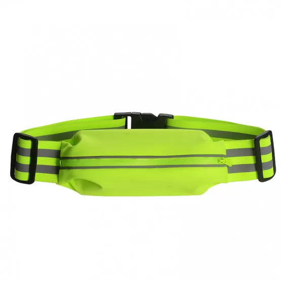 INF Reflekterande löparbälte med påse och armband - T10-bälte och 2x gröna armband