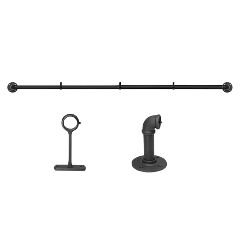 INF Justerbar Gardinstång för Fönster - Svart L