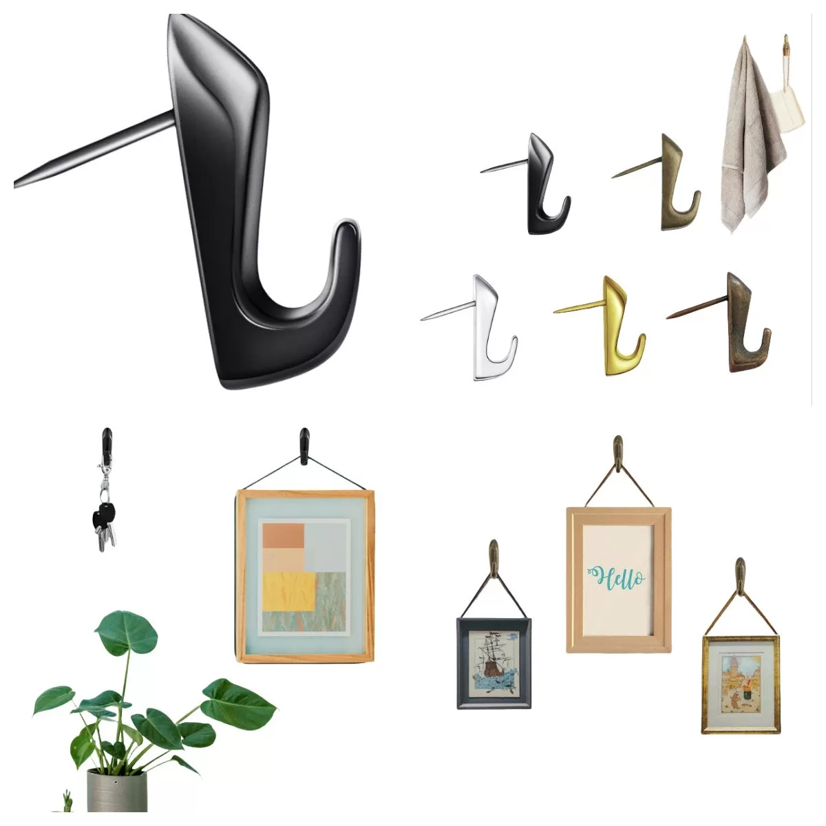 INF Set med 10 dekorativa högklackade skokrokar Svart