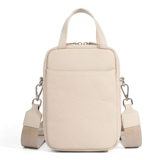 INF Snygg off White läder Crossbody telefonväska för kvinnor