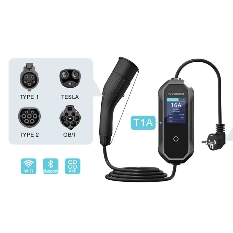 INF EV-laddare, 16A 3,5KW Bärbar EVSE Level 1-2 Laddningskabel, 5M