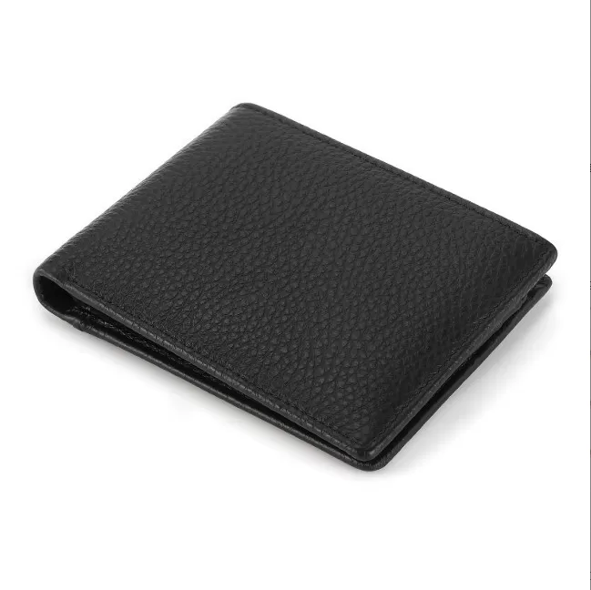 INF Slim Bifold plånbok i äkta läder för män Svart