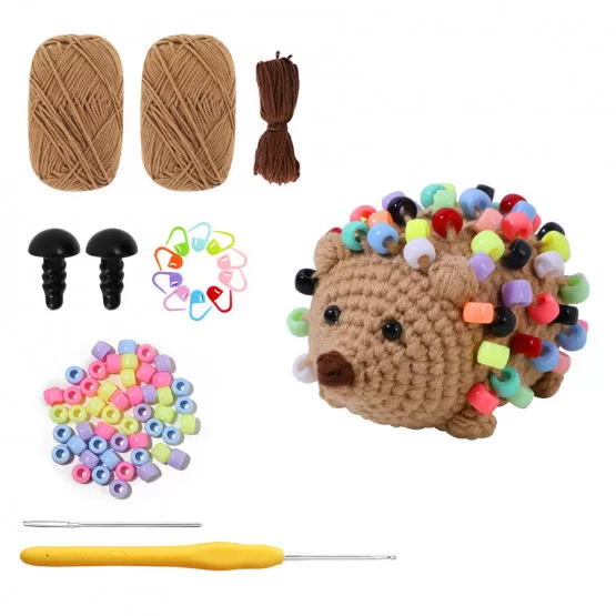 INF DIY Virkningskit, Söt Igelkott Amigurumi-kit för Nybörjare kaffe