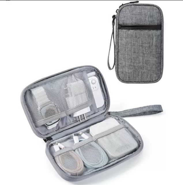 INF Kabelväska för resor, fodral för elektroniktillbehör Grå
