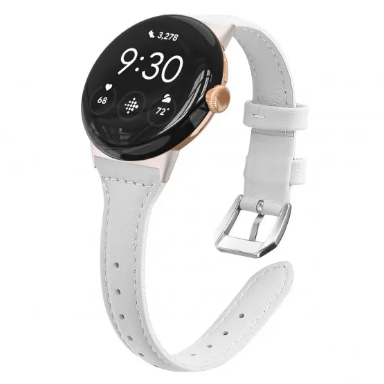 INF Armband i äkta läder för Google Pixel Watch 1/2/3 - Vit