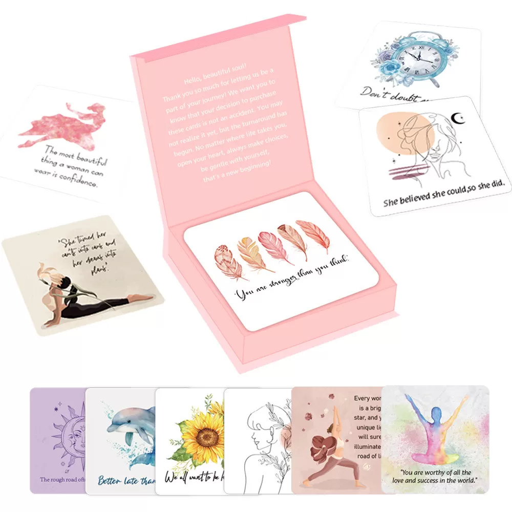 INF 50-pack uppmuntringskort för kvinnor - Inspirerande, motiverande och positiva affirmationskort