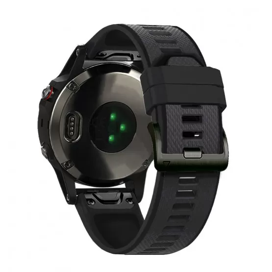 INF Svart silikonarmband i kolgrått för Fenix 6X/26 mm
