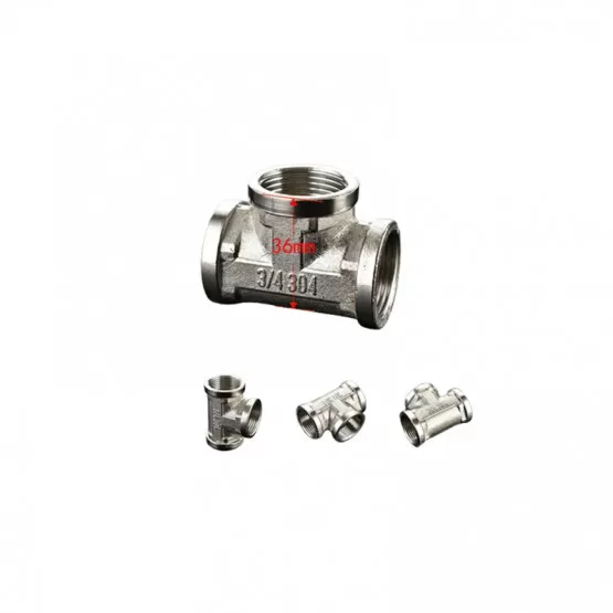 INF T-rör i rostfritt stål, 1/2" NPT-gänga, 3-vägs rörkoppling
