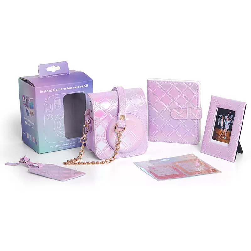 INF Mini 12 Iriserande Broderat Rutnät 5-i-1 Set Lila