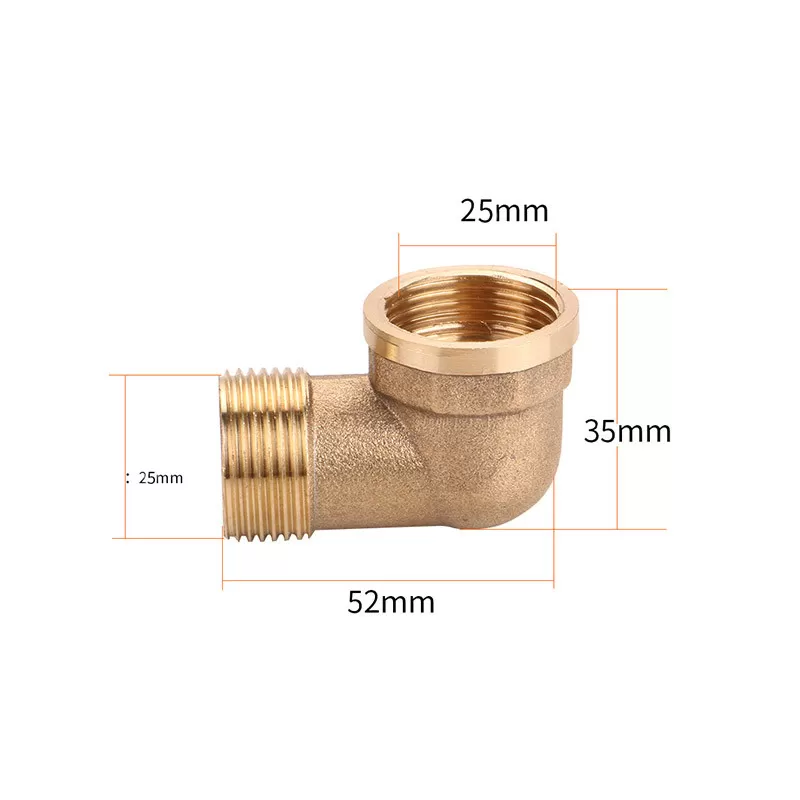 INF 90-graders armbåge i mässing, hangånga x hongånga