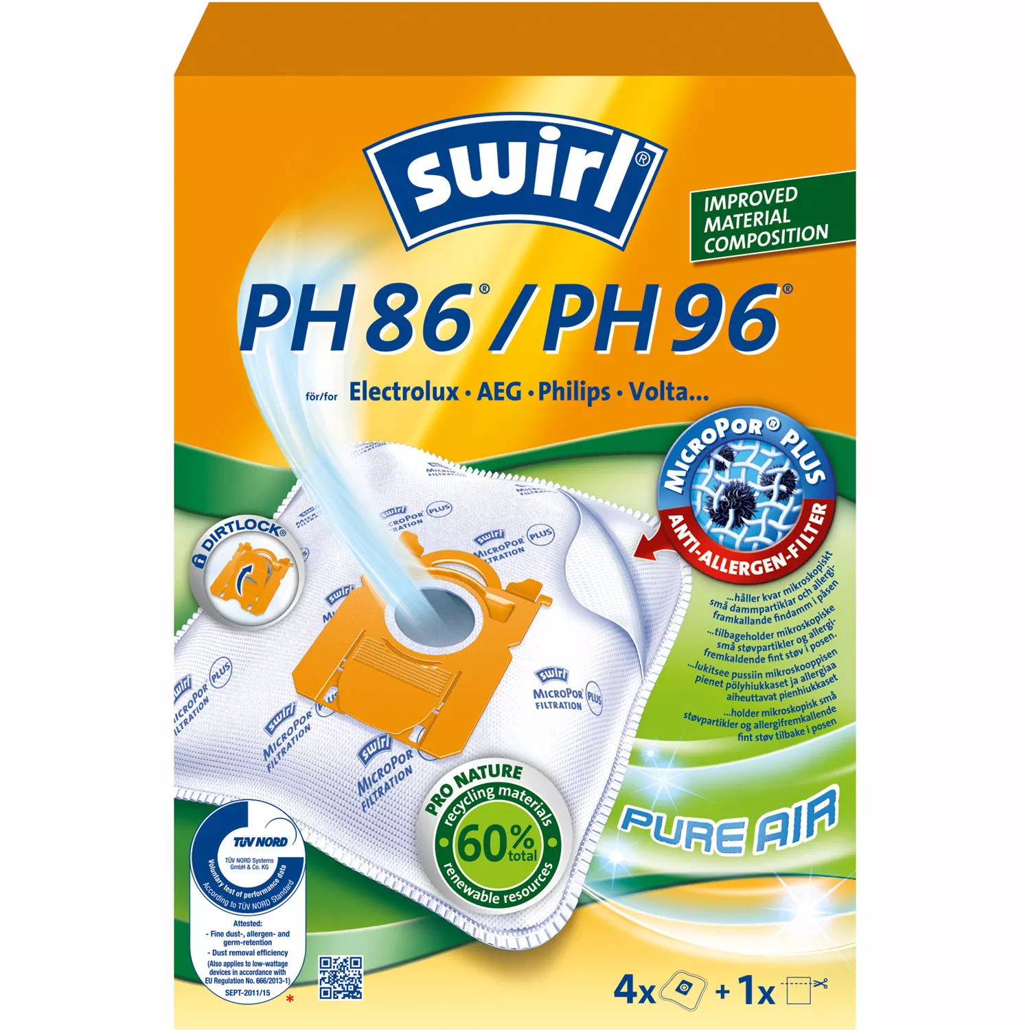 Swirl Dammsugarpåsar PH86/PH96 4P (OBS 3st DFP)