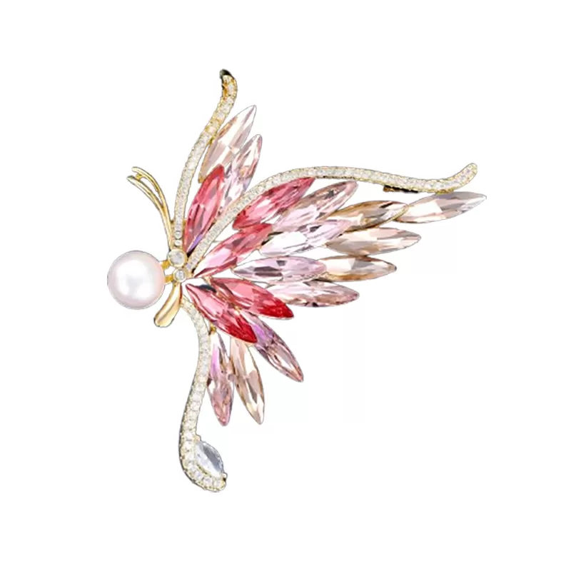 INF Kristallfjärilbrosch Röd