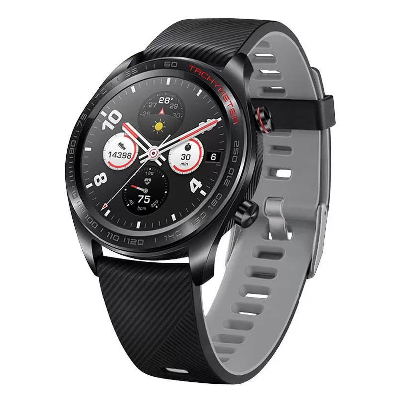 INF Svart & Grå Silikonklockarmband 22mm - Honor Watch GT Magic